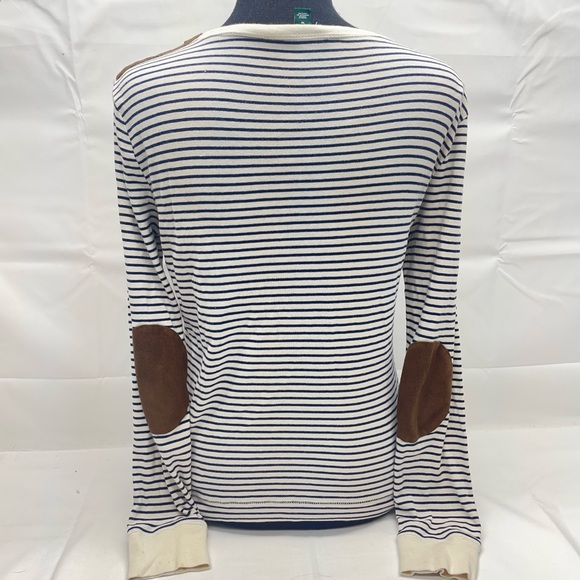 Women’s Lauren Ralph Lauren Long Sleeve Suede Patch Striped Shirt Size XL - Picture 2 of 3